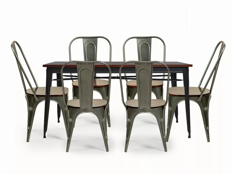 Daisy 6 Seater Dining Set in Dark Grey Color